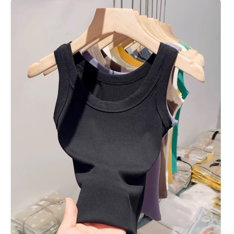 Áo ba lỗ có đệm mút, áo tanktop, chất liệu cotton co giãn thoáng mát, phong cách basic trẻ trung.