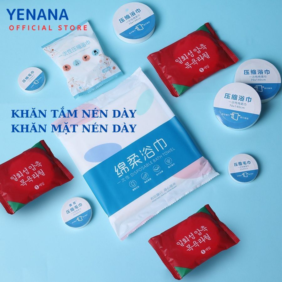 Khăn nén tắm to và khăn mặt nén nhỏ mang du lịch