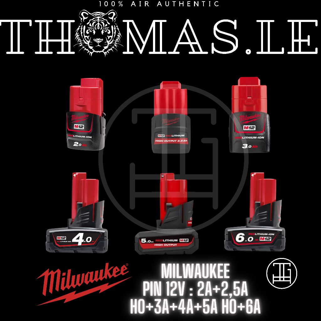 PIN MILWAUKEE 12V loại 2Ah 2.5Ah High output Xả Cao 3Ah 4Ah +5Ah High ...
