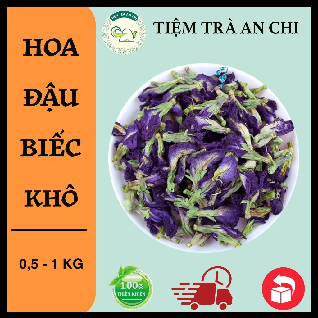 500g Trà Hoa Đậu Biếc sấy lạnh xanh tím đẹp, không vụn giúp đẹp da, chống lão hóa, thư giãn