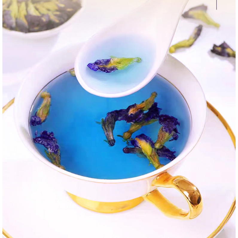 100g Trà Hoa Đậu Biếc sấy lạnh xanh tím đẹp, không vụn giúp đẹp da, chống lão hóa, thư giãn