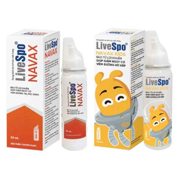 Nước muối sinh lý bào tử lợi khuẩn LiveSpo Navax Kids 5 ống và Hộp ...
