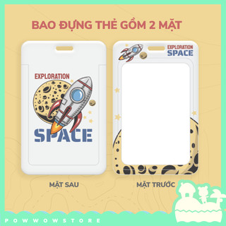 [Sẵn VN] Bao Đựng Thẻ Nhân Viên Dọc Nhựa ABS Phong Cách Hoạ Tiết Không Gian Hành Tinh Space Planet