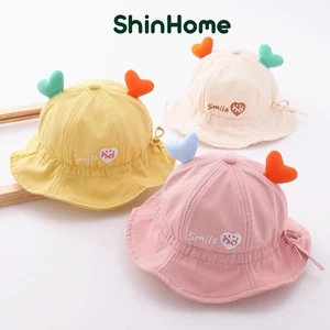 Mũ vành có dây trái tim cho bé gái sơ sinh 0-1 tuổi ShinHome (chỉnh độ rộng)