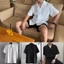 Áo sơ mi nam nữ Unisex ngắn tay Basic màu trắng và đen sơ mi lụa mịn mát form rộng SM-Trend Woo-15