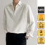 Sơ mi nam nữ cổ V vải lụa, Áo sơ mi form rộng Unisex nam nữ tay dài Hàn Quốc