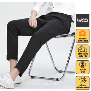 Quần âu baggy nam Woo cạp cao Sidetab chất liệu co giãn nhẹ chất vải ViTex hàn quốc mềm mại giữ fom tốt