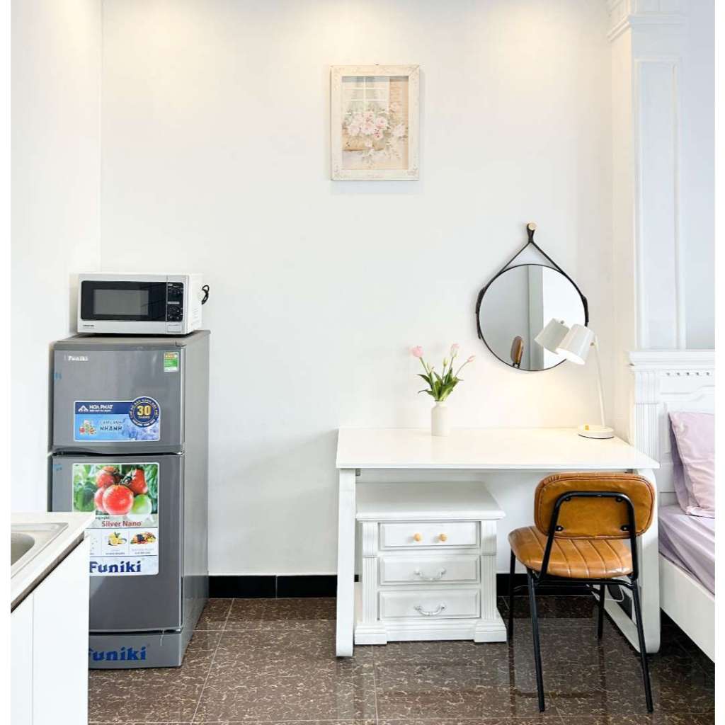 Gương treo tường viền dây da đen nâu Nhu Y Decor - gương tròn treo trang điểm chất liệu da simili cao cấp sang trọng