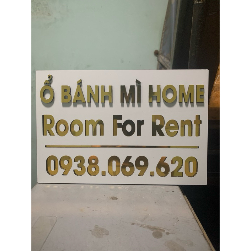 BIỂN, bảng số nhà Alcorest trắng sữa, bảng âm, nổi vàng gương sang trọng
