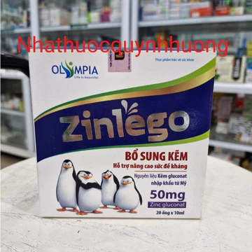 Kẽm ống ZINLEGO hộp 20 ống với kẽm gluconat nhập khẩu từ Mỹ giúp tăng cường đề kháng cho bé