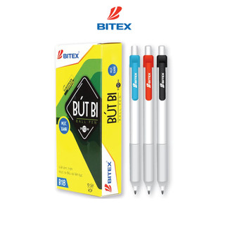Hộp 12 Bút bi Bitex B18 mực xanh, đen, đỏ tip ngòi1.0mm