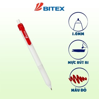 Hộp 12 Bút bi Bitex B18 mực xanh, đen, đỏ tip ngòi1.0mm