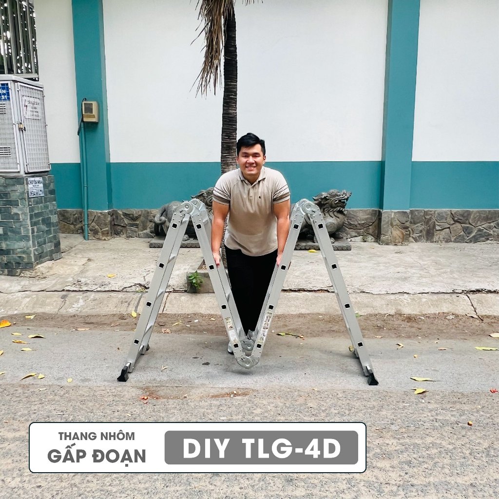 Thang nhôm gấp đoạn DIY TLG-4D chiều cao sử dụng chữ A 2.3M, chữ I 4.7M