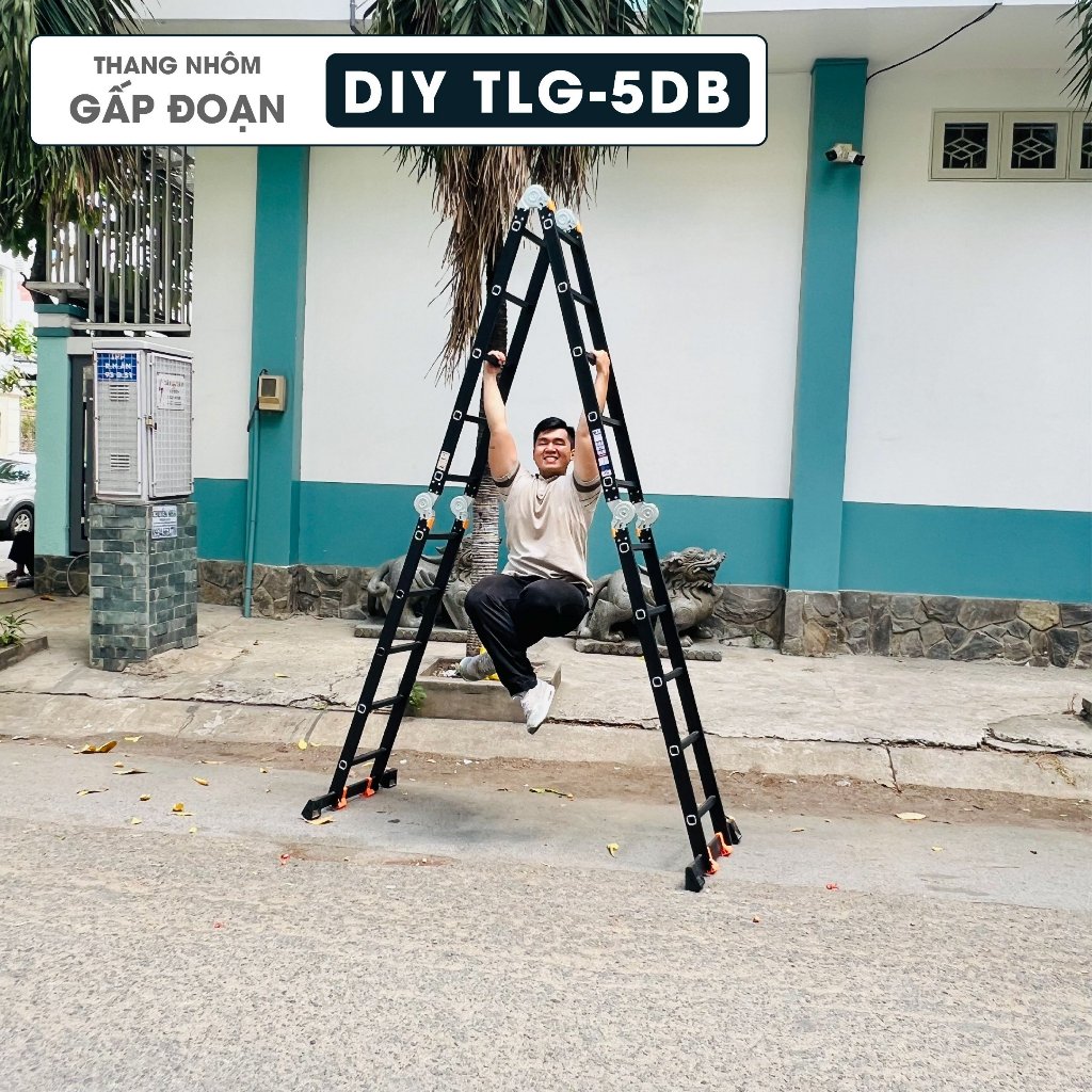 Thang nhôm bốn đoạn cao cấp DIY TLG-5DB chiều cao sử dụng tối đa chữ A 275cm, chữ I 560cm