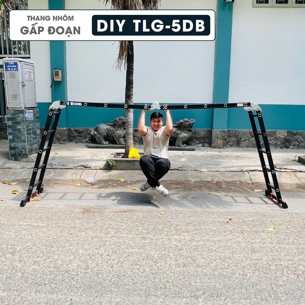 Thang nhôm bốn đoạn cao cấp DIY TLG-5DB chiều cao sử dụng tối đa chữ A 275cm, chữ I 560cm