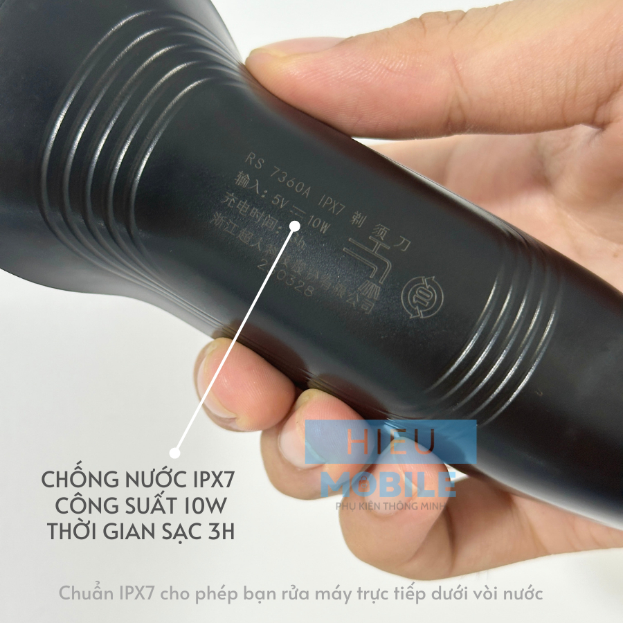 Máy cạo râu SID RS 7360A 3 lưỡi dao kèm đầu cắt lông mũi công suất 10W chống nước iPX7 màn hình LED khi sạc pin
