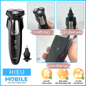 Máy cạo râu SID RS 7360A 3 lưỡi dao kèm đầu cắt lông mũi công suất 10W chống nước iPX7 màn hình LED khi sạc pin