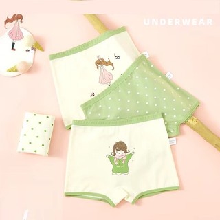 [T22 Combo 4 quần chíp cao cấp] Quần chip đùi bé gái, quần chip cho bé cotton cao cấp hình bé gái xanh lá cute 9-35kg
