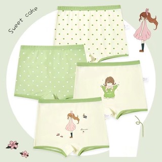 [T22 Combo 4 quần chíp cao cấp] Quần chip đùi bé gái, quần chip cho bé cotton cao cấp hình bé gái xanh lá cute 9-35kg