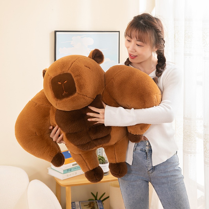 Gấu Bông Capybara Lực Sĩ Cơ Bắp, Thú Nhồi Bông Chuột Lang Nước 6 Múi Tập Gym - G137
