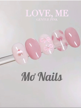 (Tặng hộp nail và keo MxBon) NailBox thiết kế trái tim dễ thương hồng baby cho Nữ M26 nhà Mơ Nails