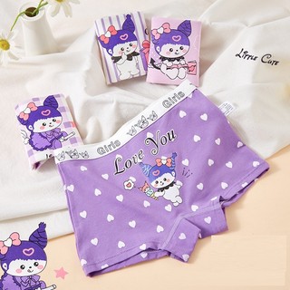 [T21 Quần chip xuất khẩu] Set 4 Quần lót cotton trẻ em, quần chip đùi bé gái họa tiết Kuromi siêu quậy size 8-36kg