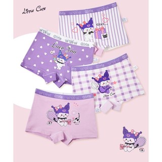 [T21 Quần chip xuất khẩu] Set 4 Quần lót cotton trẻ em, quần chip đùi bé gái họa tiết Kuromi siêu quậy size 8-36kg