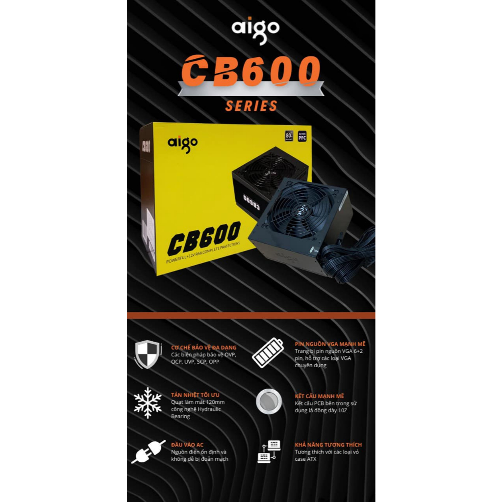 Nguồn máy tính AIGO CB600, CST 600W 80 Plus Bảo Hành 36 Tháng | Shopee ...