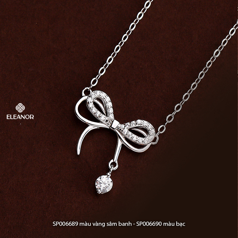 Dây chuyền bạc nữ Eleanor Accessories hình nơ đính đá vòng cổ bạc 925 phụ kiện trang sức 6800