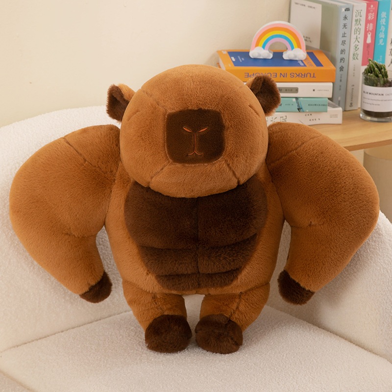 Gấu Bông Capybara Lực Sĩ Cơ Bắp, Thú Nhồi Bông Chuột Lang Nước 6 Múi Tập Gym - G137