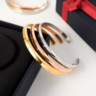 Vòng tay nam nữ Lyz and Liam Lumine L&L Cuff Gold LL2240GG - Gift Box Hộp quà tặng nơ đỏ & khắc chữ theo yêu cầu