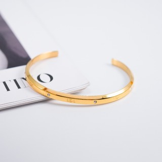 Vòng tay nam nữ Lyz and Liam Lumine L&L Cuff Gold LL2240GG - Gift Box Hộp quà tặng nơ đỏ & khắc chữ theo yêu cầu