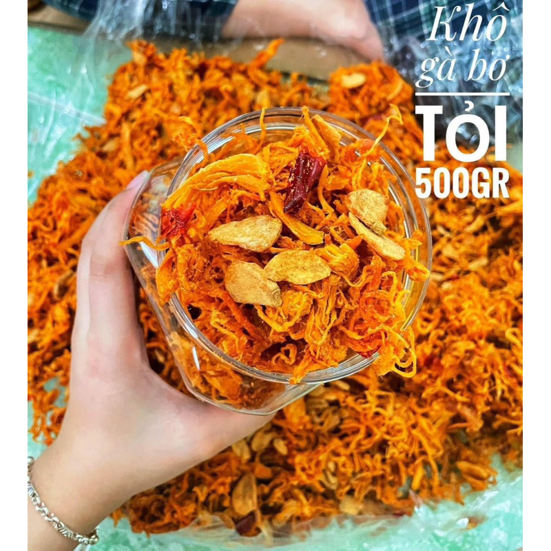 Khô Gà Bơ Tỏi (Cay Vừa) loại ngon - hộp 500G