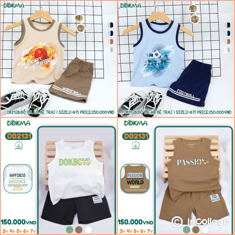 (12-20kg, 3-7Y) Bộ Sát Nách, Ba Lỗ Cho Bé DB2114 DB2131 DB2837 DB3047 DB2618 DB2751