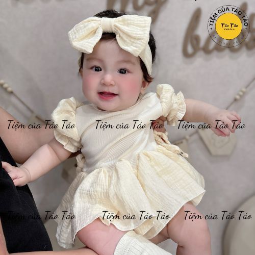 (HÀNG CÓ SẴN) Set Váy Bodysuit, tặng kèm tuban cho bé gái cover Hàn Quốc Monbebe, bé gái 3-13kg cao cấp