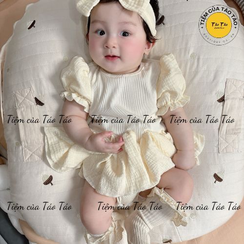 (HÀNG CÓ SẴN) Set Váy Bodysuit, tặng kèm tuban cho bé gái cover Hàn Quốc Monbebe, bé gái 3-13kg cao cấp