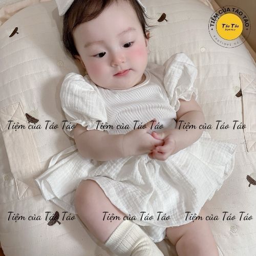 (HÀNG CÓ SẴN) Set Váy Bodysuit, tặng kèm tuban cho bé gái cover Hàn Quốc Monbebe, bé gái 3-13kg cao cấp
