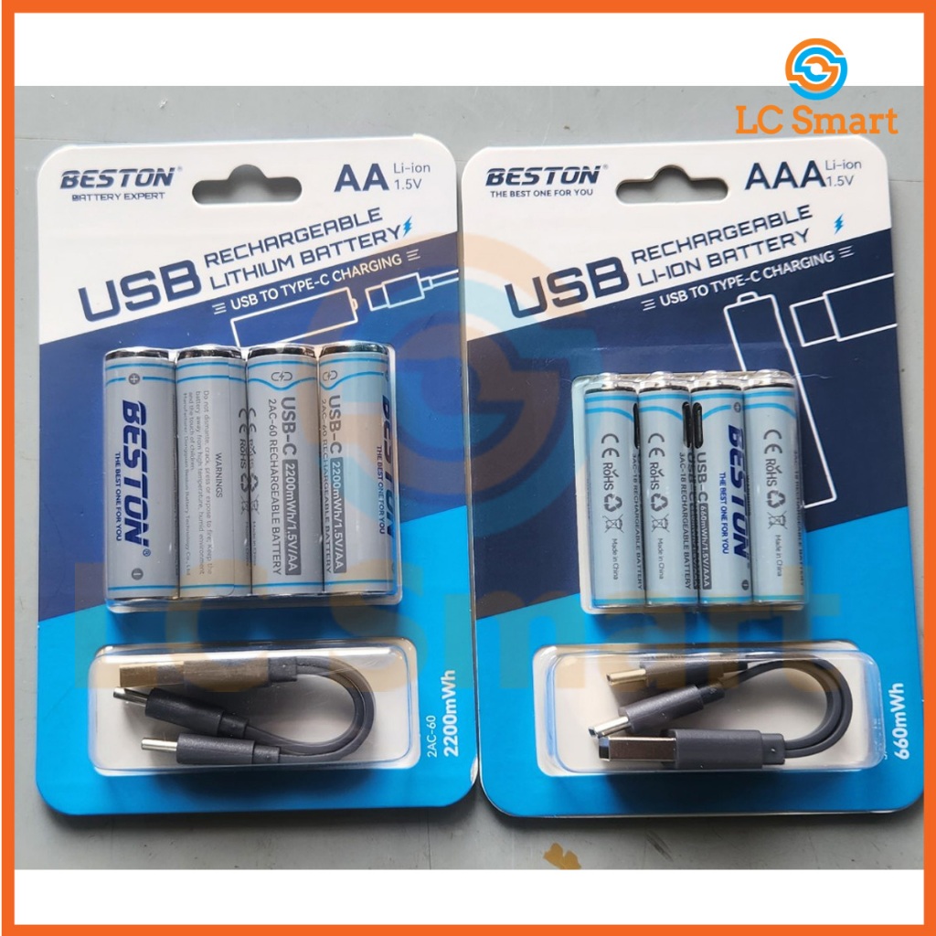 Bộ 4 viên Pin sạc AA/ AAA 1.5V BESTON dung lượng 3500mWh/2200mWh/660mWh ...