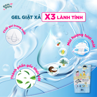 Nước Giặt Xả Pom Pom Active [600MLx8] Siêu Tiết Kiệm Cho Cả Gia Đình Sạch Mới Thơm Mềm Vải Hương Nắng Mai AT6