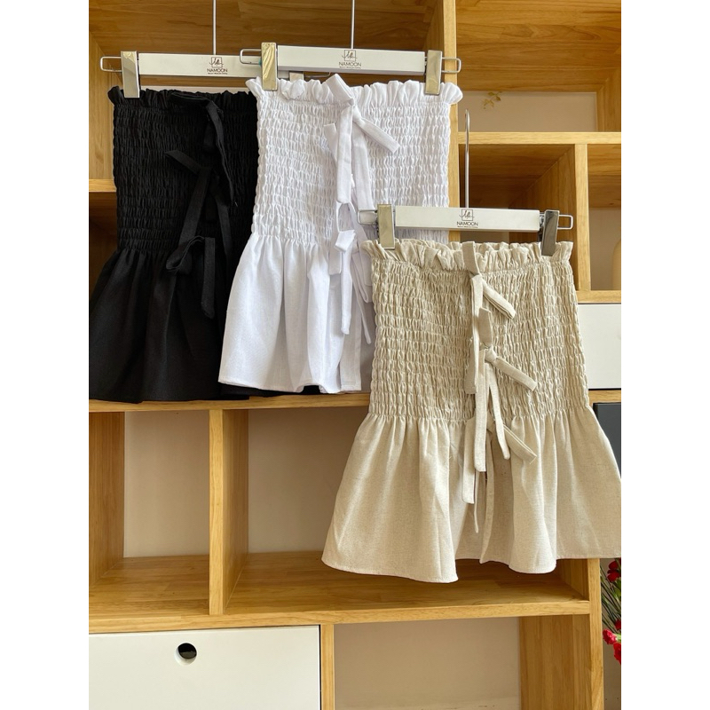 Áo Cúp Ngực Nhún Linen 3 Nơ SODA TOP
