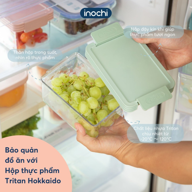 Bộ 2 hộp thực phẩm tritan chữ nhật Hokaido 1000-2000ml - CHÍNH HÃNG INOCHI