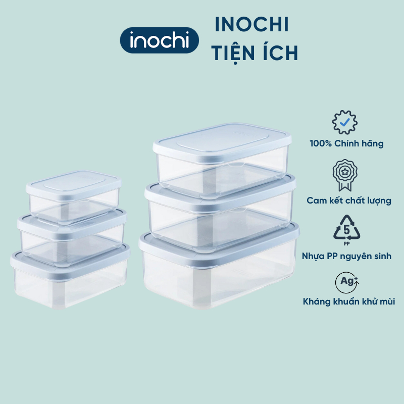 Bộ 6 hộp đựng thực phẩm chữ nhật kháng khuẩn Hokkaido - INOCHI dung ...