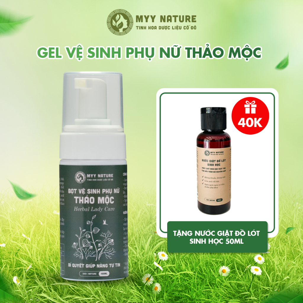 GEL Vệ Sinh Phụ Nữ Thảo Mộc Myy Nature chai 100ml - Hỗ Trợ Khử Mùi, làm Sạch, giảm ngứa vùng kín
