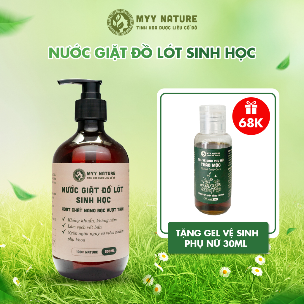 Nước Giặt Đồ Lót Sinh Học chai 500ml - Myy Nature - Diệt Khuẩn, Kháng Nấm Chuyên Sâu Cho Đồ Lót
