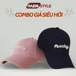 Combo 2 mũ lưỡi trai thêu chữ Peachy, nón lưỡi trai HAZIN vải KAKI dày dặn, form cứng phối đồ đi học đi chơi siêu xinh
