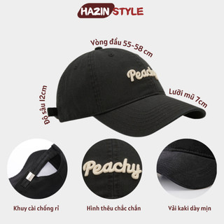 Combo 2 mũ lưỡi trai thêu chữ Peachy, nón lưỡi trai HAZIN vải KAKI dày dặn, form cứng phối đồ đi học đi chơi siêu xinh