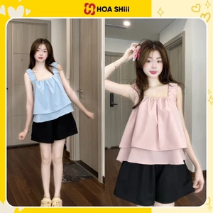 Sét áo hai dây bản to kèm quần sooc phù hợp đi chơi, hẹn hò siêu xinh sẵn hàng kèm video
