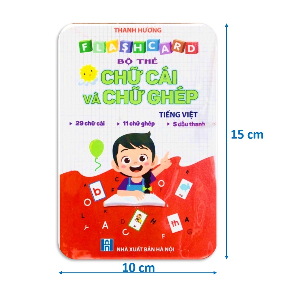 Bộ thẻ flashcard Chữ cái và chữ ghép cho bé học tiếng việt (khổ lớn 10x15cm)