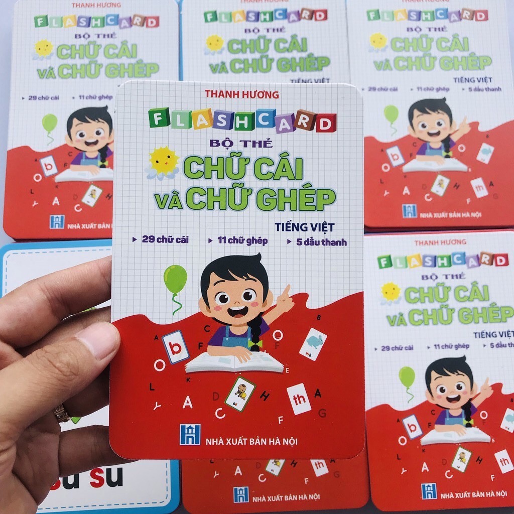 Bộ thẻ flashcard Chữ cái và chữ ghép cho bé học tiếng việt (khổ lớn 10x15cm)