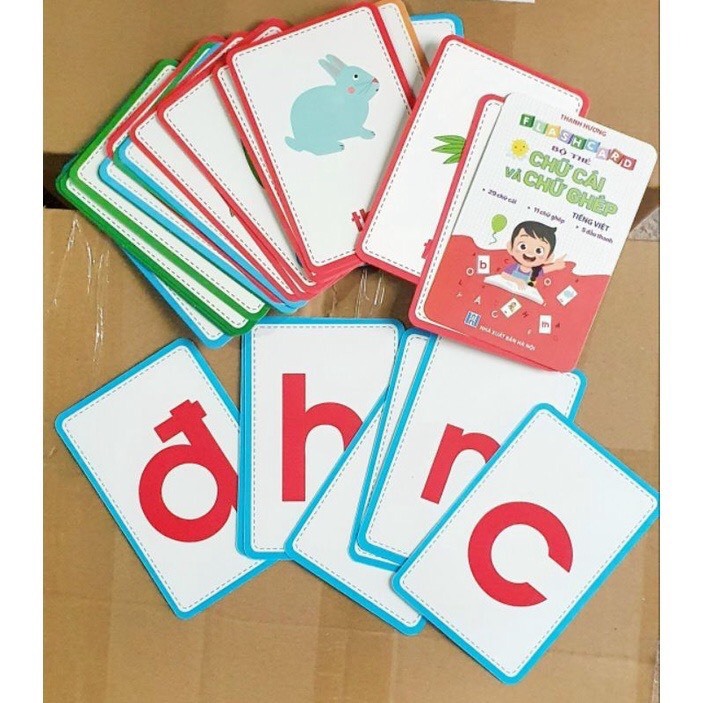 Bộ thẻ flashcard Chữ cái và chữ ghép cho bé học tiếng việt (khổ lớn 10x15cm)